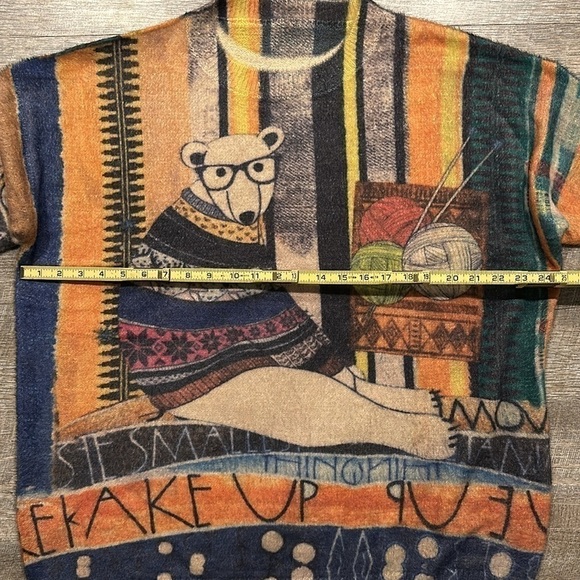 Yesno knitting bears in sweaters graphic printed wool blend sweater size XL - Picture 6 of 10